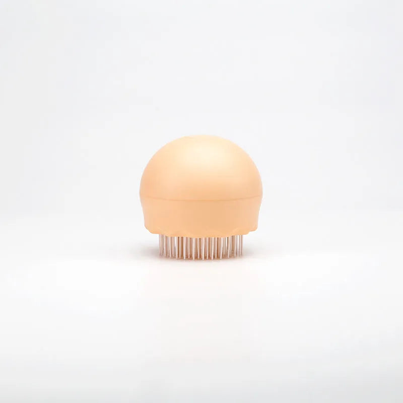 Floating massage pet needle comb with soft silicone brush head in orange pink and baby blue for cat hair cleaning