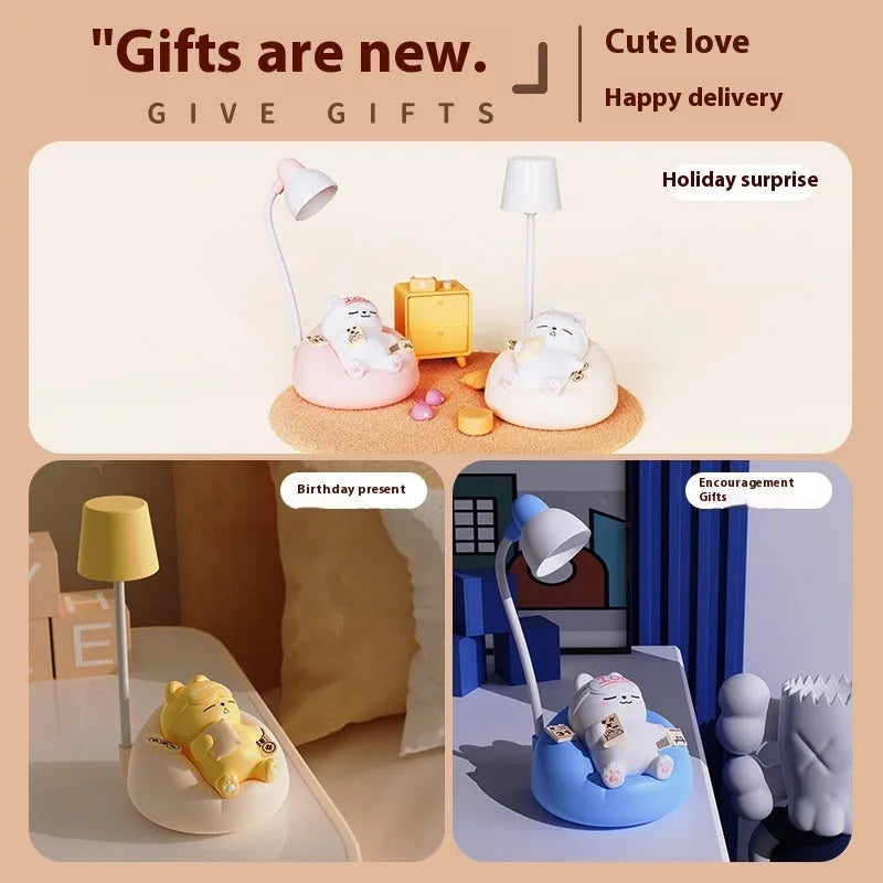 Creative sleeping cat small night lamp USB charging ABS PVC material