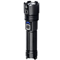 Telescopic zoom USB rechargeable LED flashlight in aluminium alloy, 16.3cm to 17.8cm, with USB cable and battery options