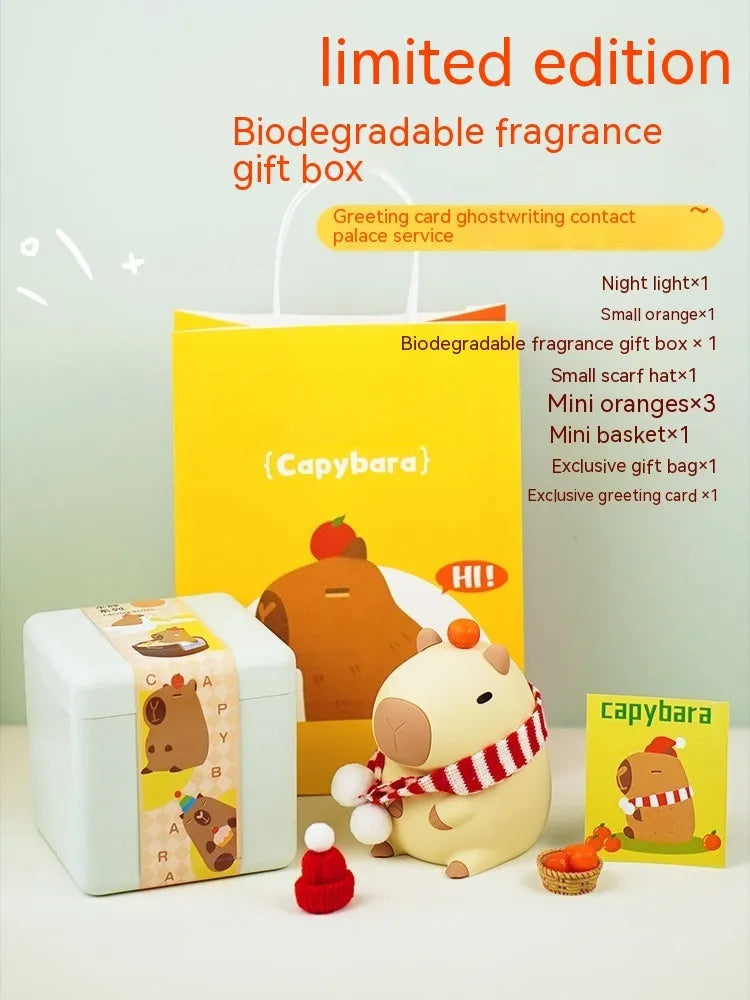 Capybara silicone night lamp with LED light and USB charging cable