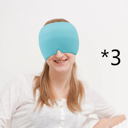 Soothing ice gel eye mask for headache relief, featuring a cooling gel pack and premium elastic cloth for a comfortable fit