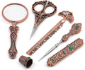 Retro walking in the waves sewing tool set boxed with stainless steel scissors and awl in gold
