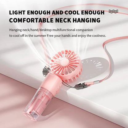 Portable Handheld Mist Fan with 4 Adjustable Wind Speed Settings for Outdoor Cooling and Hydration