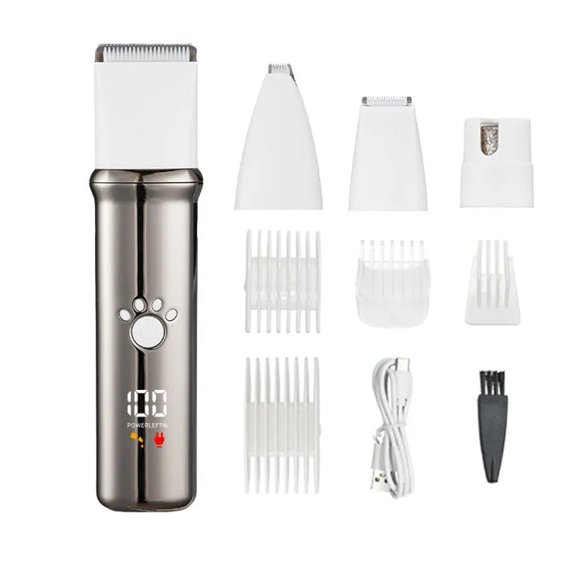 Electric pet shaver 4-in-1 set digital display ABS for dog grooming black and gun colour options