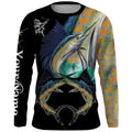 Men's milk silk fish print pullover top with round neck and long sleeves