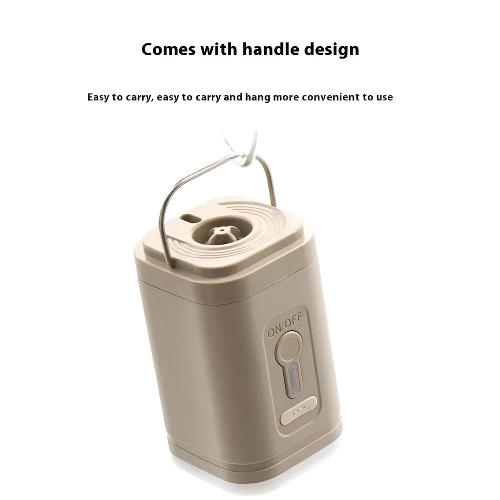 Compact multifunctional camping air pump with integrated LED light and USB charging port