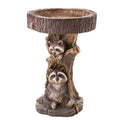 Handmade resin raccoon garden ornament 21cm tall on wooden table modern simple style