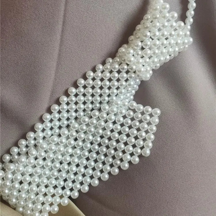 Pearl tie body chains with hollow out retro design and adjustable waist fitting