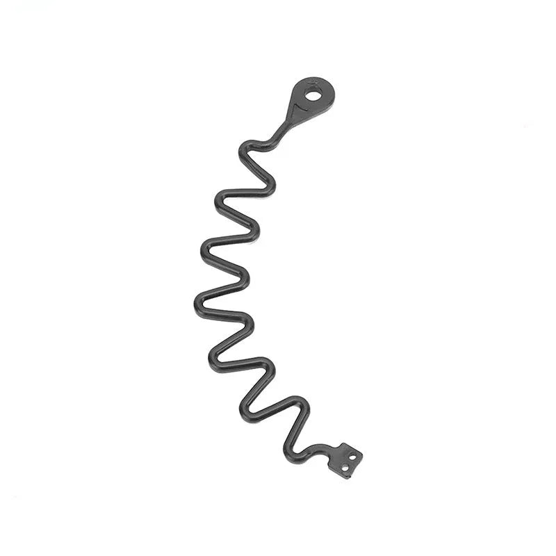 Black rubber Volvo fuel cap anti-lost tether strap, showing circle band and separate rope design options.