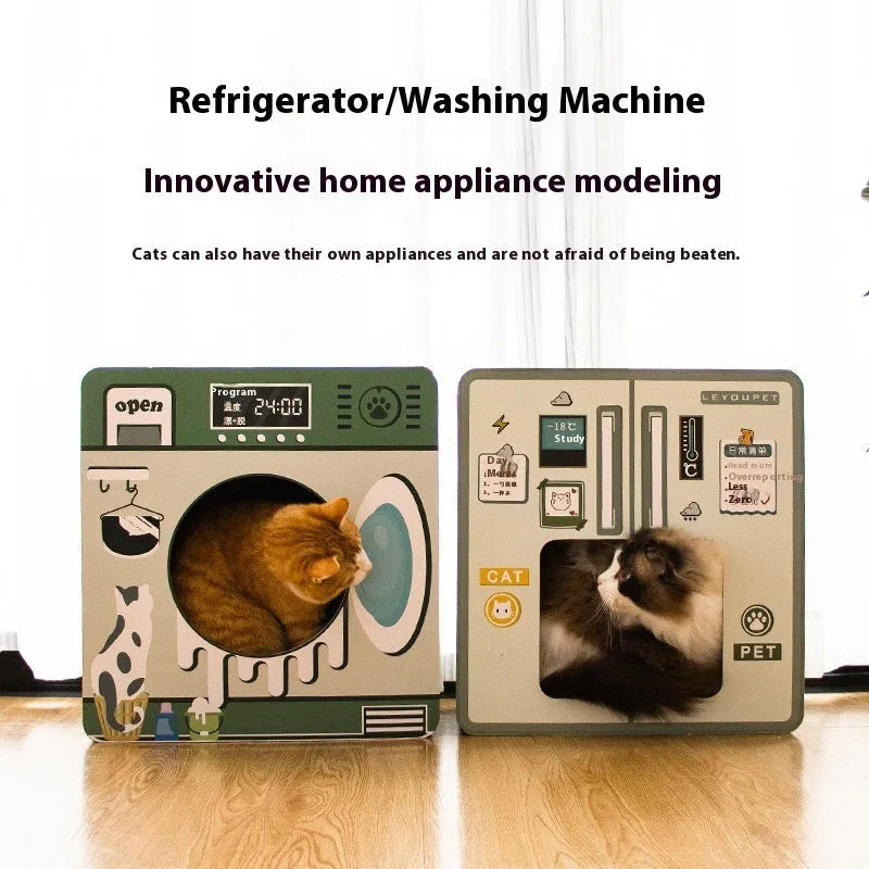 Washing machine design cat scratch board and cat nest integrated toy made from corrugated paper