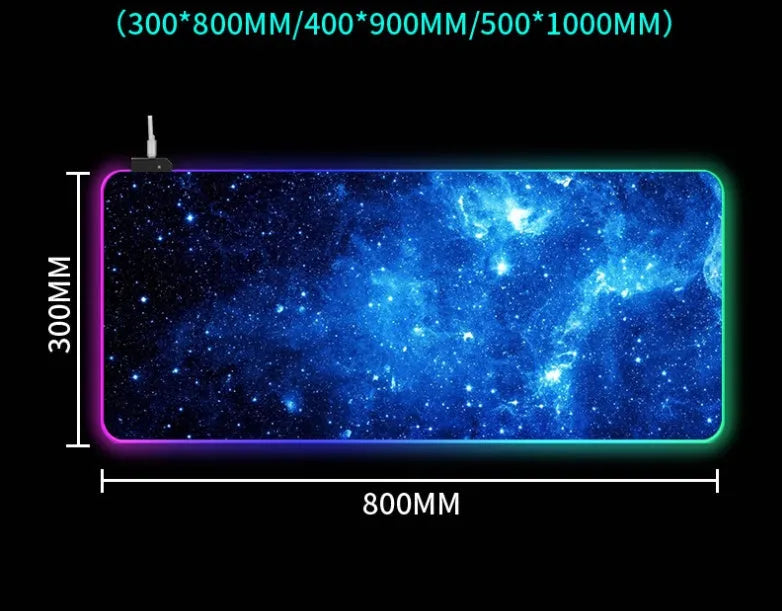 Symphony RGB luminous mouse pad with starry sky pattern lighting and natural rubber anti-slip base