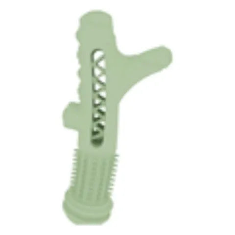 Blue TPRCute tree branch shaped chew toy for a small dog on a white background.