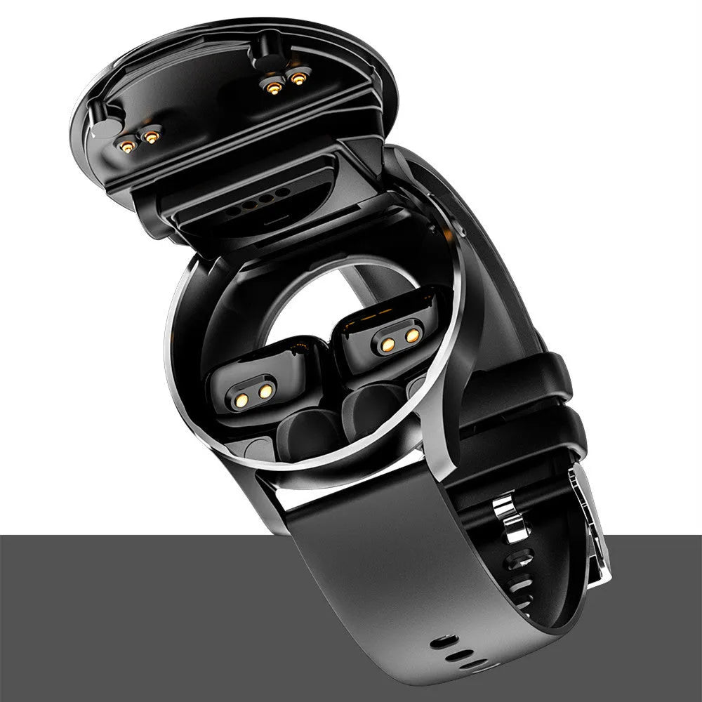 X7 TWS Headset Smart Watch in black with large touchscreen display and integrated earpiece