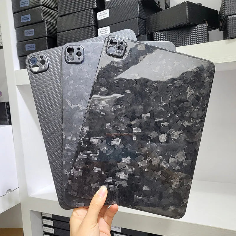 Real carbon fibre flat hard case protective cover for Apple iPad Pro 11 in a matte textured finish.
