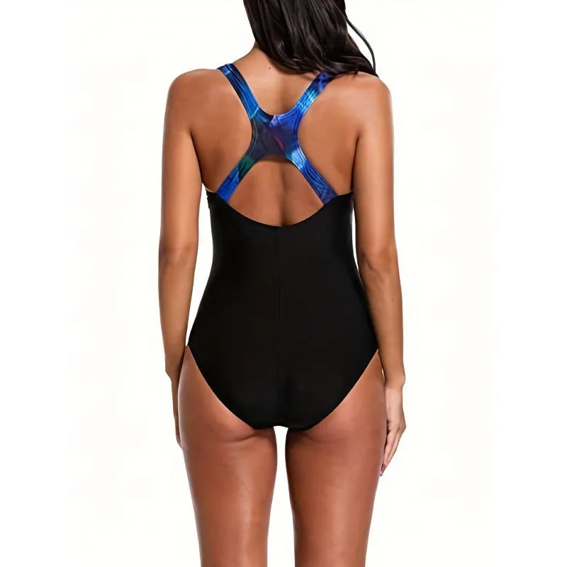 Women's floral print oversized one-piece swimsuit with spandex lining for swimming
