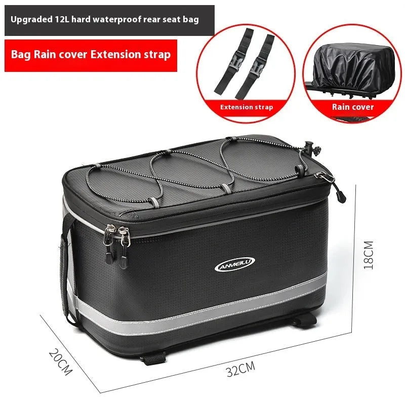 Black waterproof PU leather car bag for bicycle gear storage with 12L capacity
