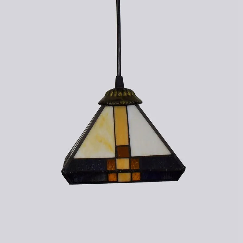 20cm square coloured glass pendant light with iron ceiling plate and E27 holder for aisle or bar counter