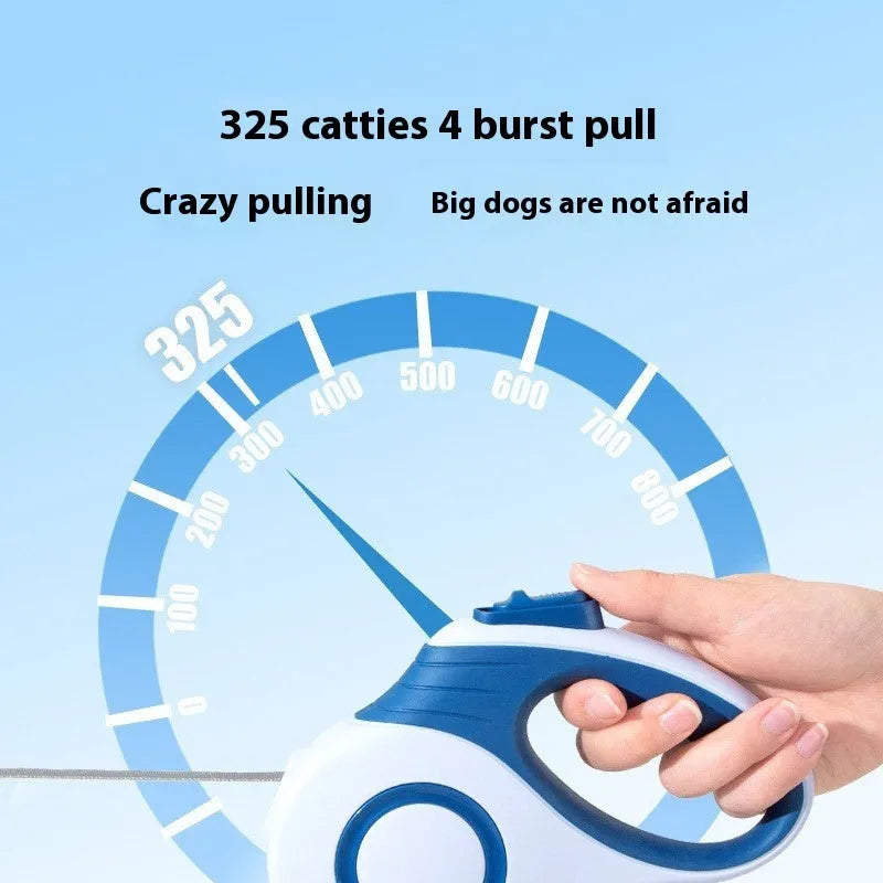Blue 3 metre retractable dog leash with explosion-proof design for medium and large dogs made of PP and TPR