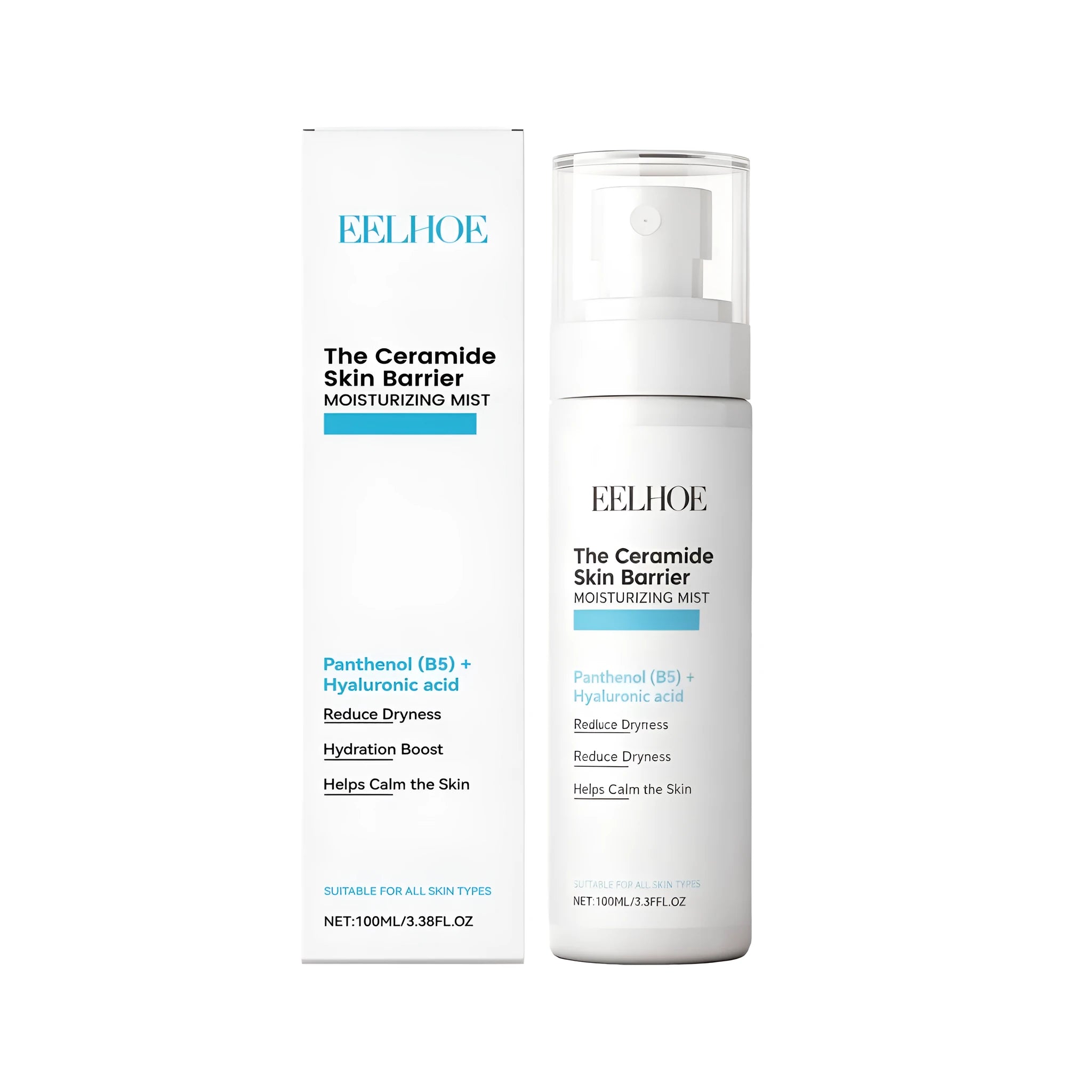 100ml moisturising and hydrating spray bottle with hyaluronic acid and ceramide NP