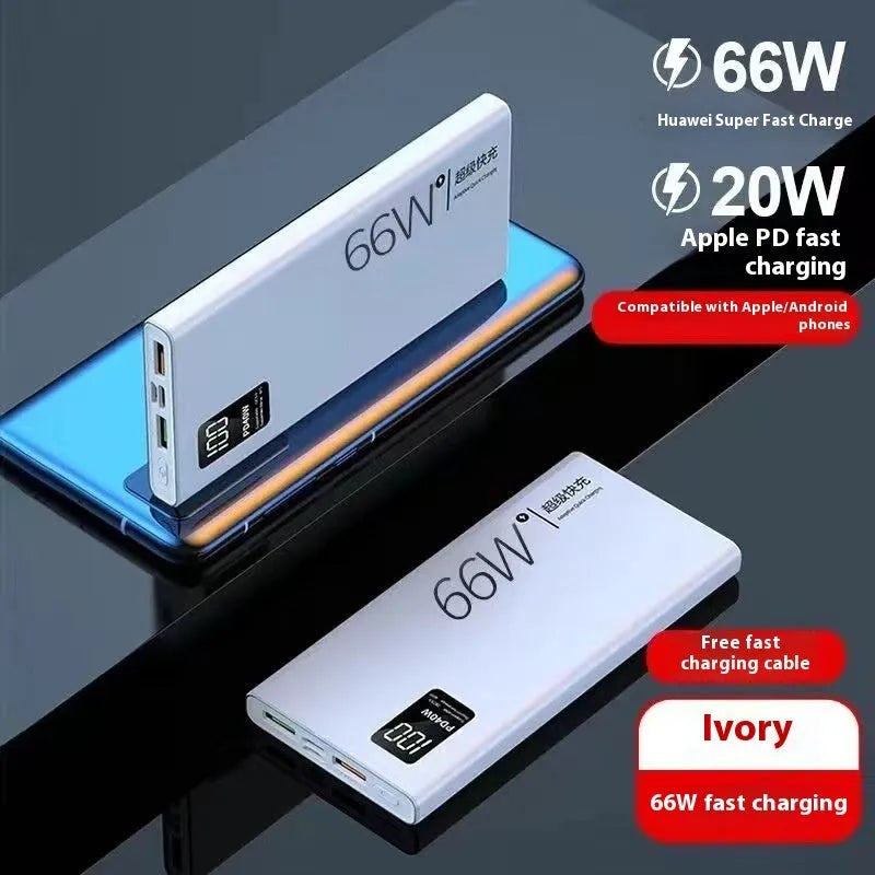 66W super fast charge power bank 50000mAh plastic shell black colour portable battery pack