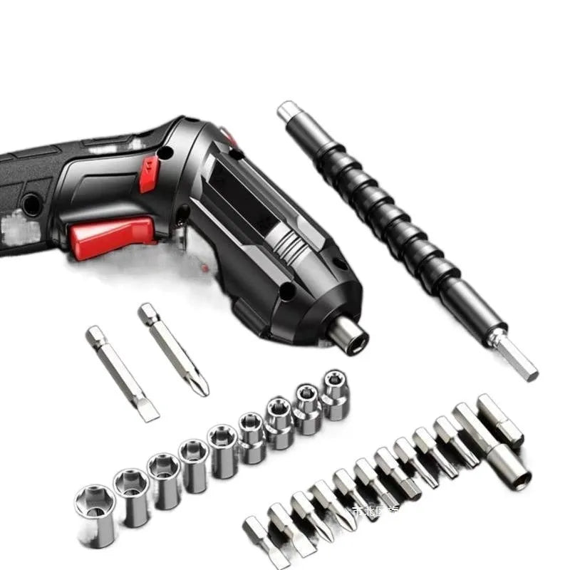 Electric screwdriver set with lithium battery, charging unit, and utility storage bag