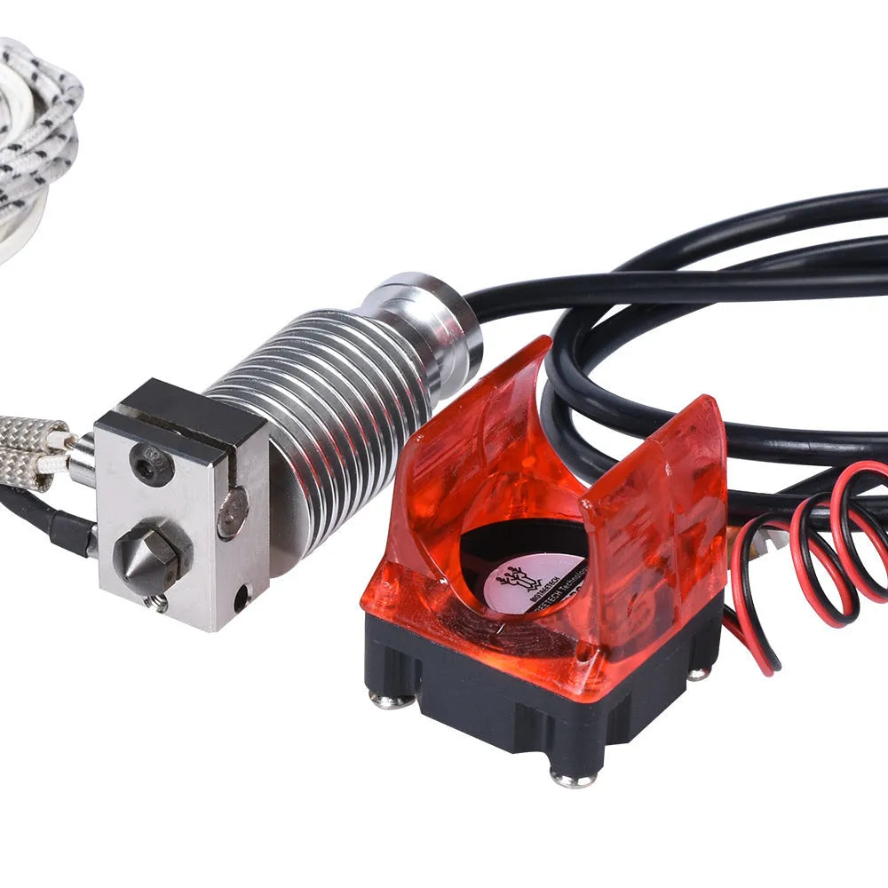 E3D V6 J Head remote extrusion head kit with hardened steel or copper-plated nozzle, 12V or 24V, all-metal or Teflon throat.
