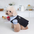 Dark grey polyester dog clothing shown in casual style on mannequin