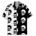 Men's short-sleeve Hawaiian shirt with a Cuban collar and suit collar detail in a digital print pattern.