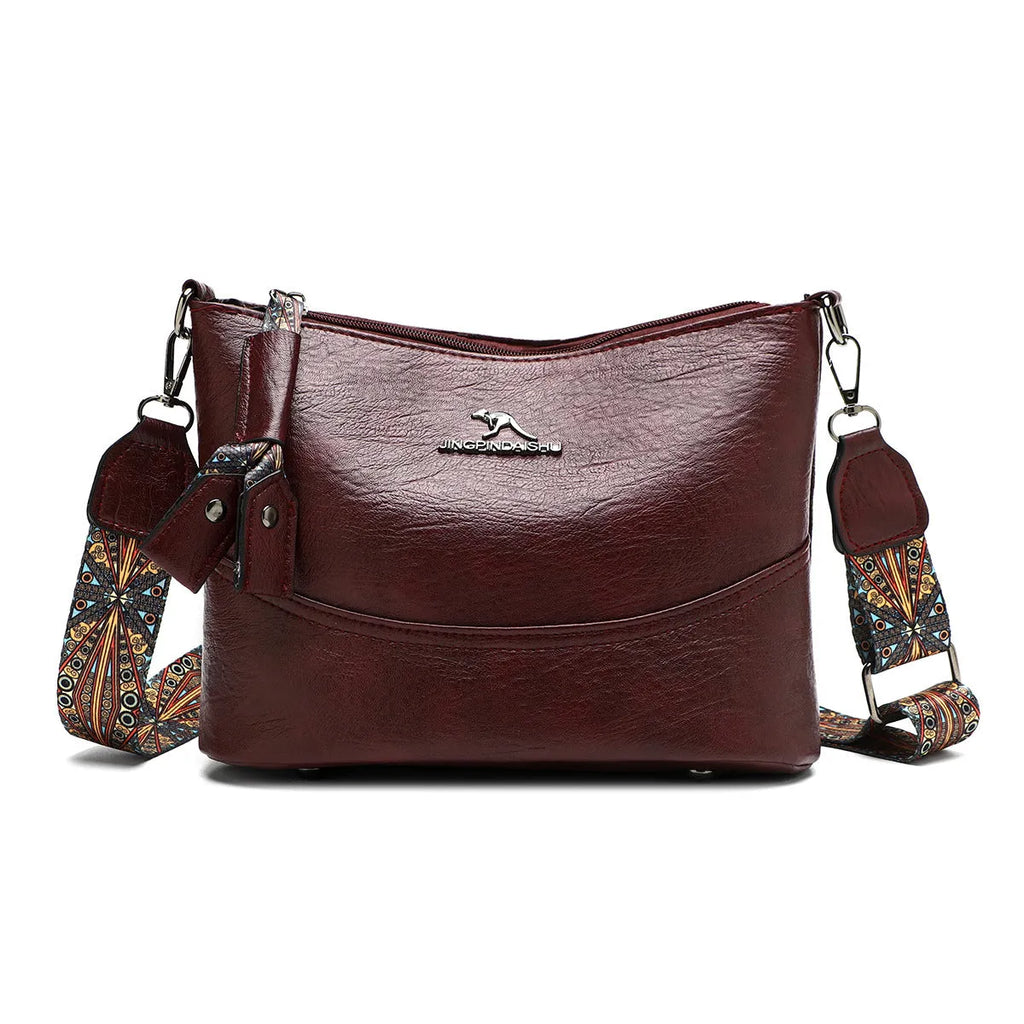 Simple all-match shoulder messenger bag in PU, horizontal square shape, six colour options including beige and black