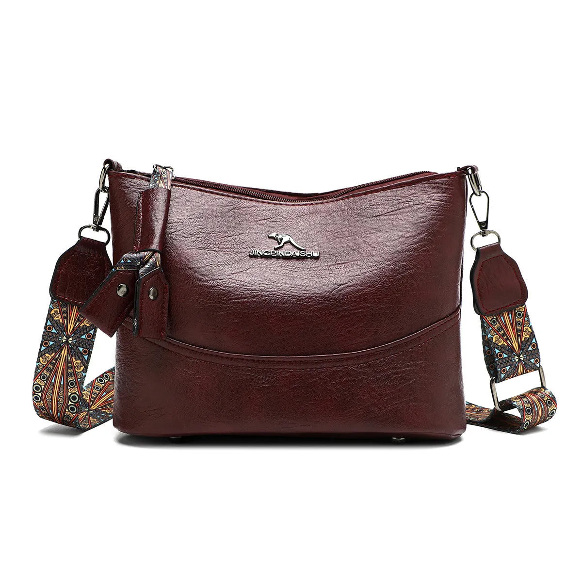 Simple all-match shoulder messenger bag in PU, horizontal square shape, six colour options including beige and black
