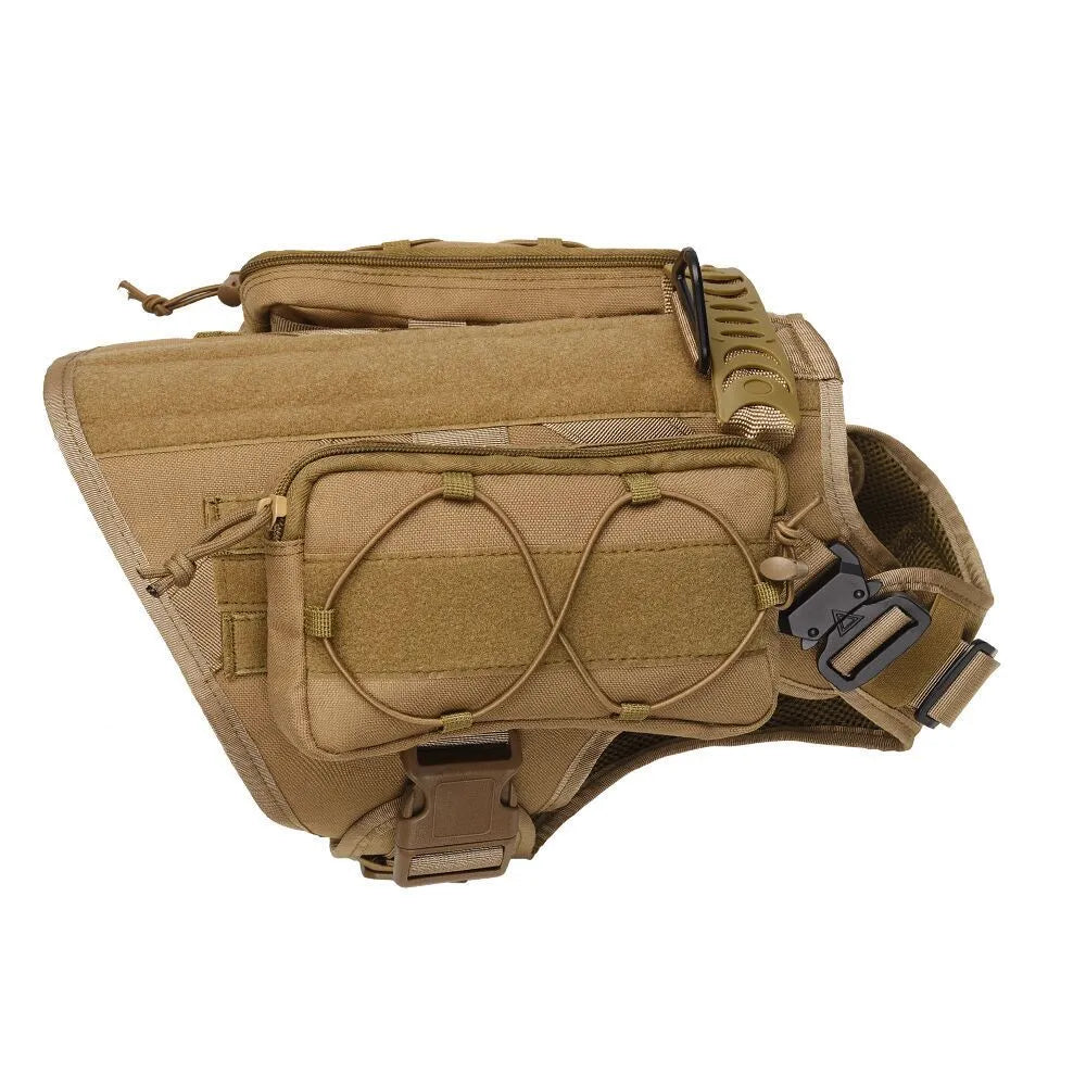 Tactical dog vest in black, CP camo, army green, or khaki, sizes S to XL, outdoor training coat