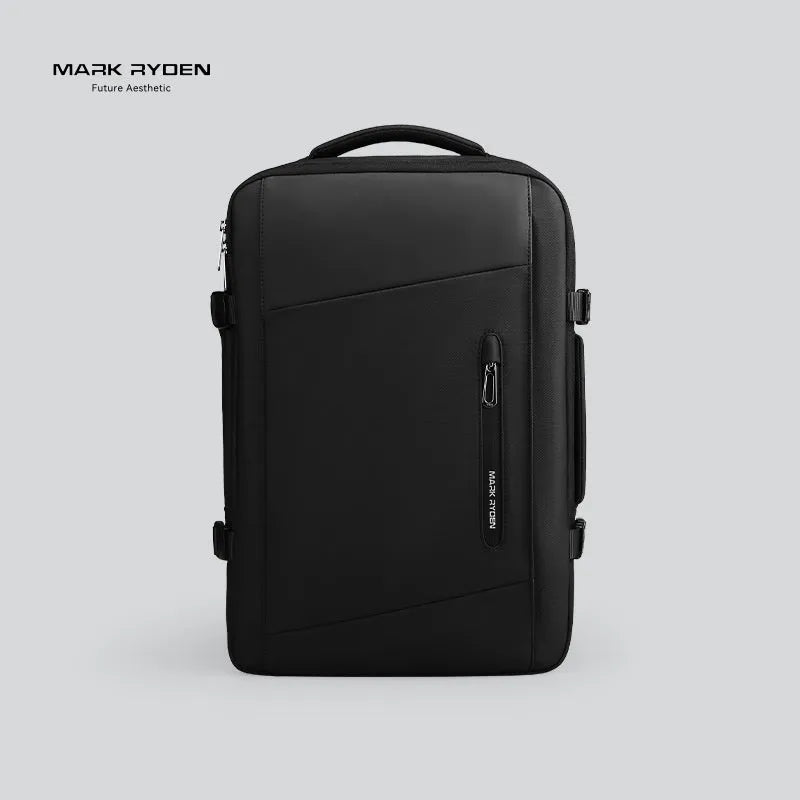 Elegant black vacuum compression backpack with Oxford cloth, USB port, and aircleaner straps for travel