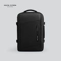 Elegant black vacuum compression backpack with Oxford cloth, USB port, and aircleaner straps for travel