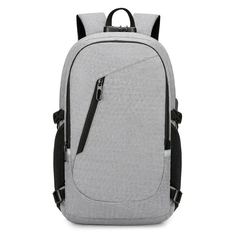 Oxford cloth computer backpack in grey, black, blue, or red with 20-35L capacity