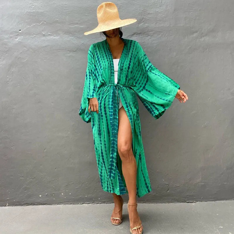 Loose cotton beach cover-up blouse in DN0712 colour options for sun protection