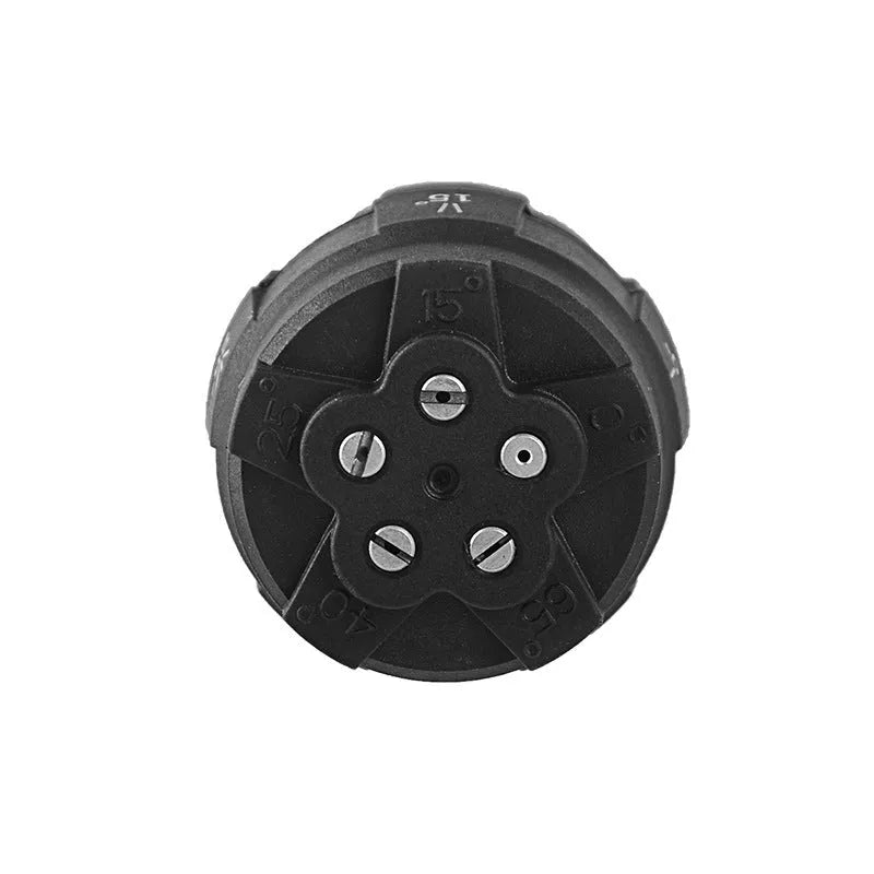 Five-in-one multi-functional spray nozzle for high-pressure water gun on white background