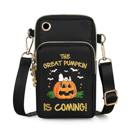 Halloween Pumpkin Pattern Phone Bag Coin Wallet Cute Mini Crossbody Shoulder Bag for Women and Kids