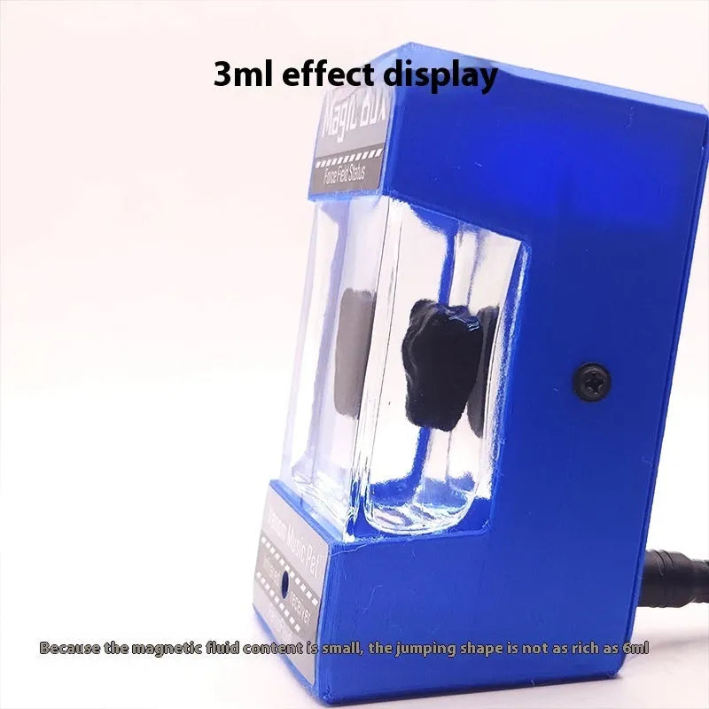 Magnetic fluid rhythm light with wood shell, neodymium magnet speaker and LED display, 95x60x63mm