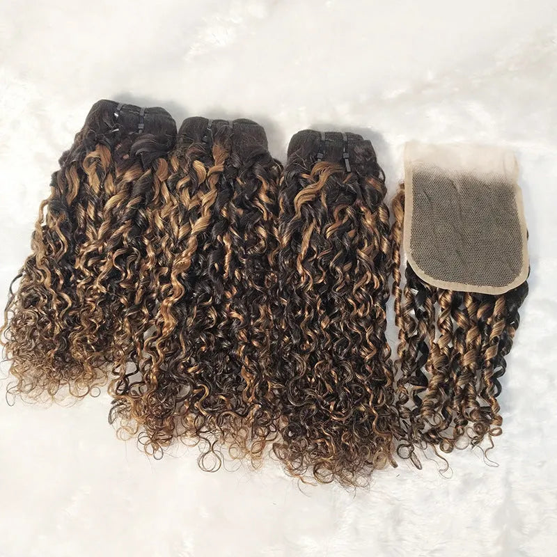 Brazilian real hair lace wig in piano colour with short Qi bangs on a mannequin head