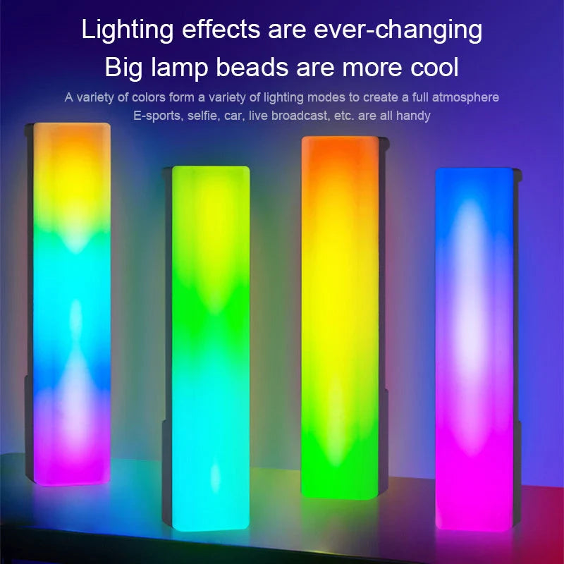 3D RGB table lamp with voice-activated color changing lights, modern design for home decor and gaming