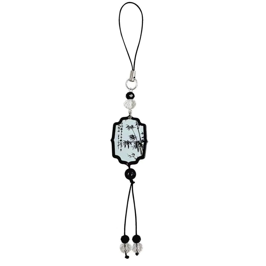Guofeng Chinese style pendant keychain with plant and flower bead pattern