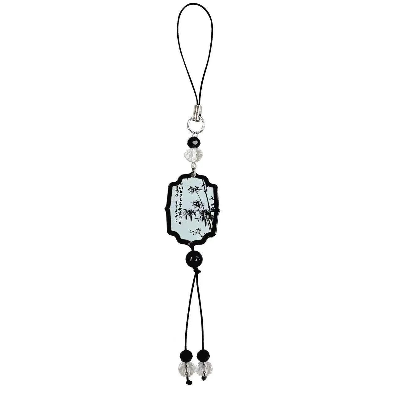 Guofeng Chinese style pendant keychain with plant and flower bead pattern
