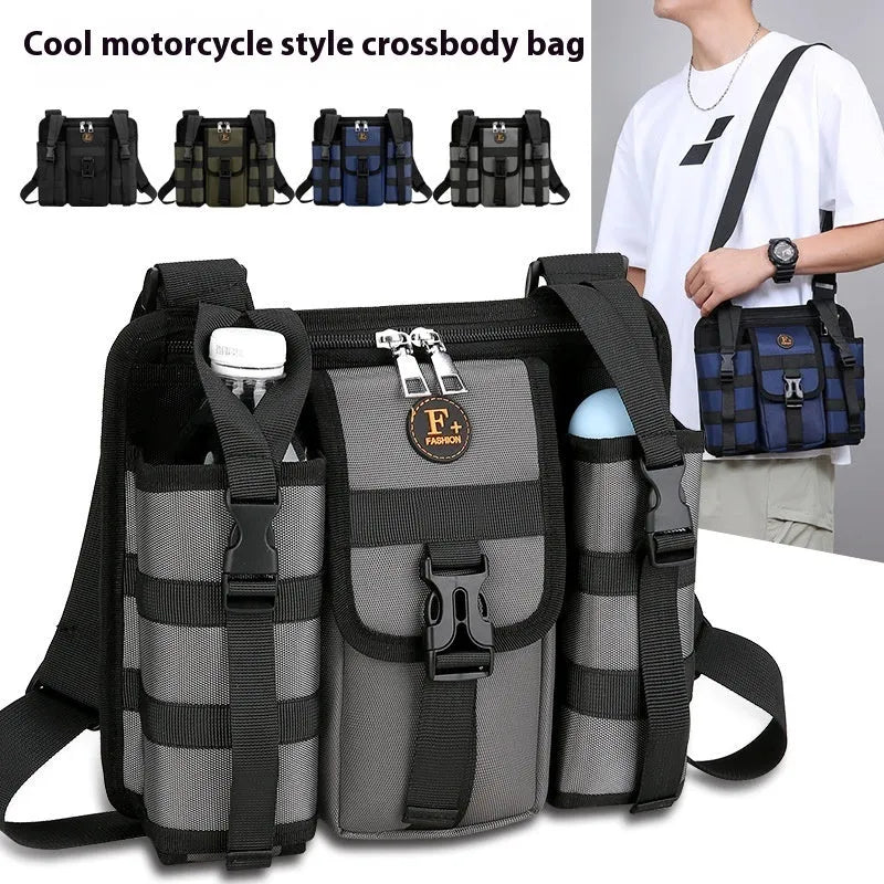 Army green Oxford cloth leisure shoulder bag with waterproof construction for outdoor sports