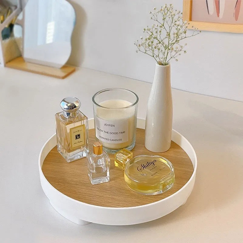 Large plastic desktop tray for hallway keys and dresser sundries, solid colour, no cover, White or Wooden