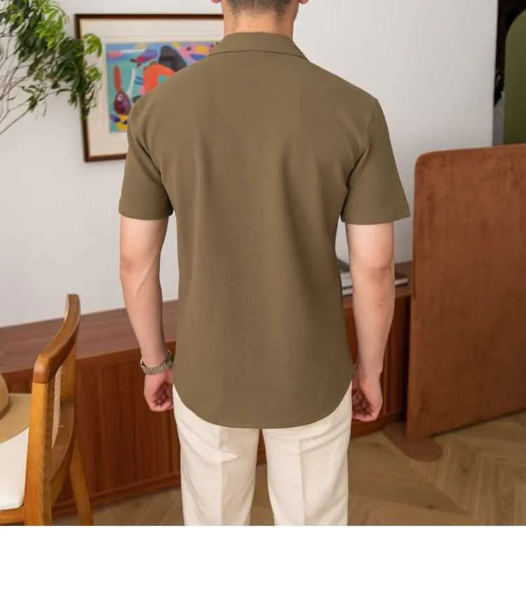 Small V-neck slim fit printed casual top in green, black, or white, sizes M to 2XL