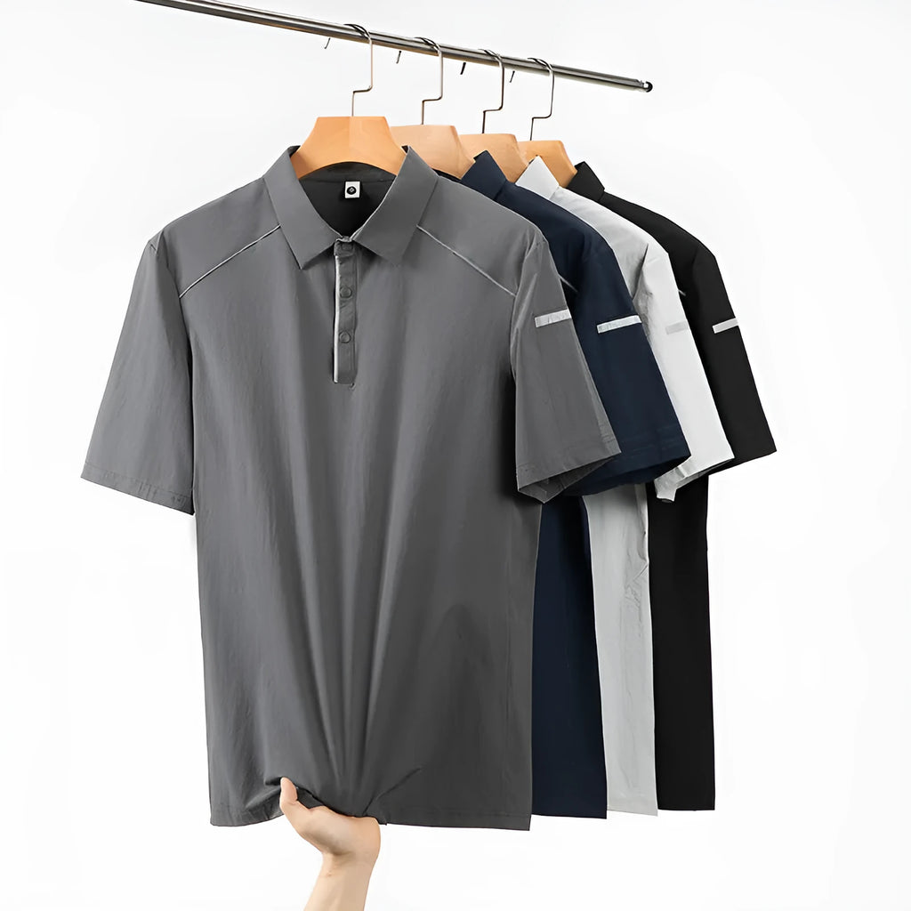 Men's quick-drying polo shirt short sleeve summer top in solid colours with regular fit