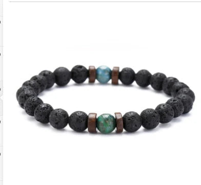 Premium men's black volcanic stone bracelet with unique, durable design and adjustable fit