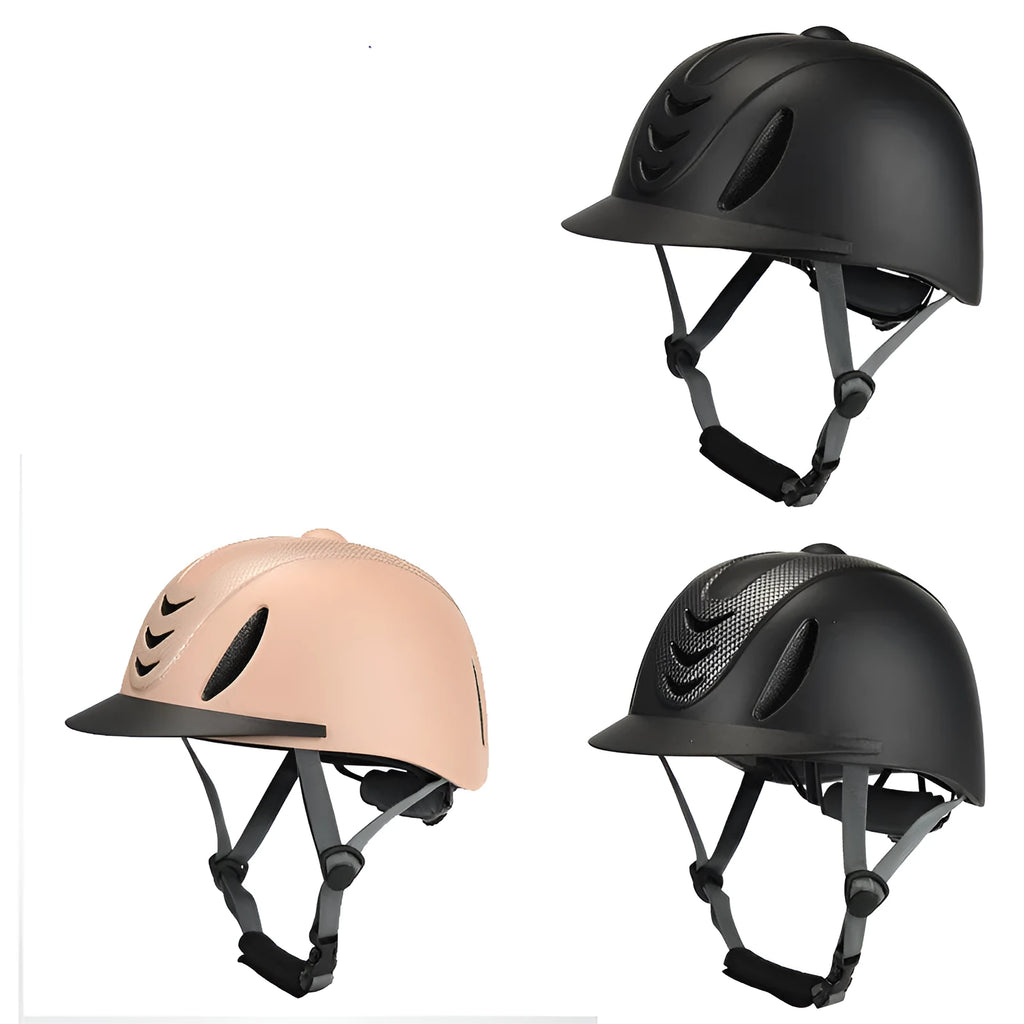 Adjustable children's ultralight equestrian helmet with PC shell in flower black colour