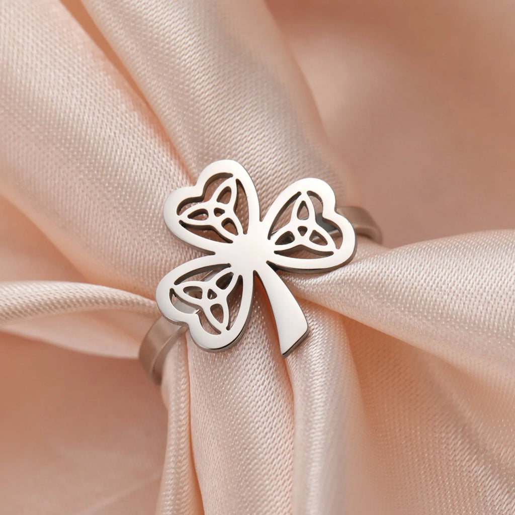 Stainless steel hollow ring with electroplated finish in gold or steel colour