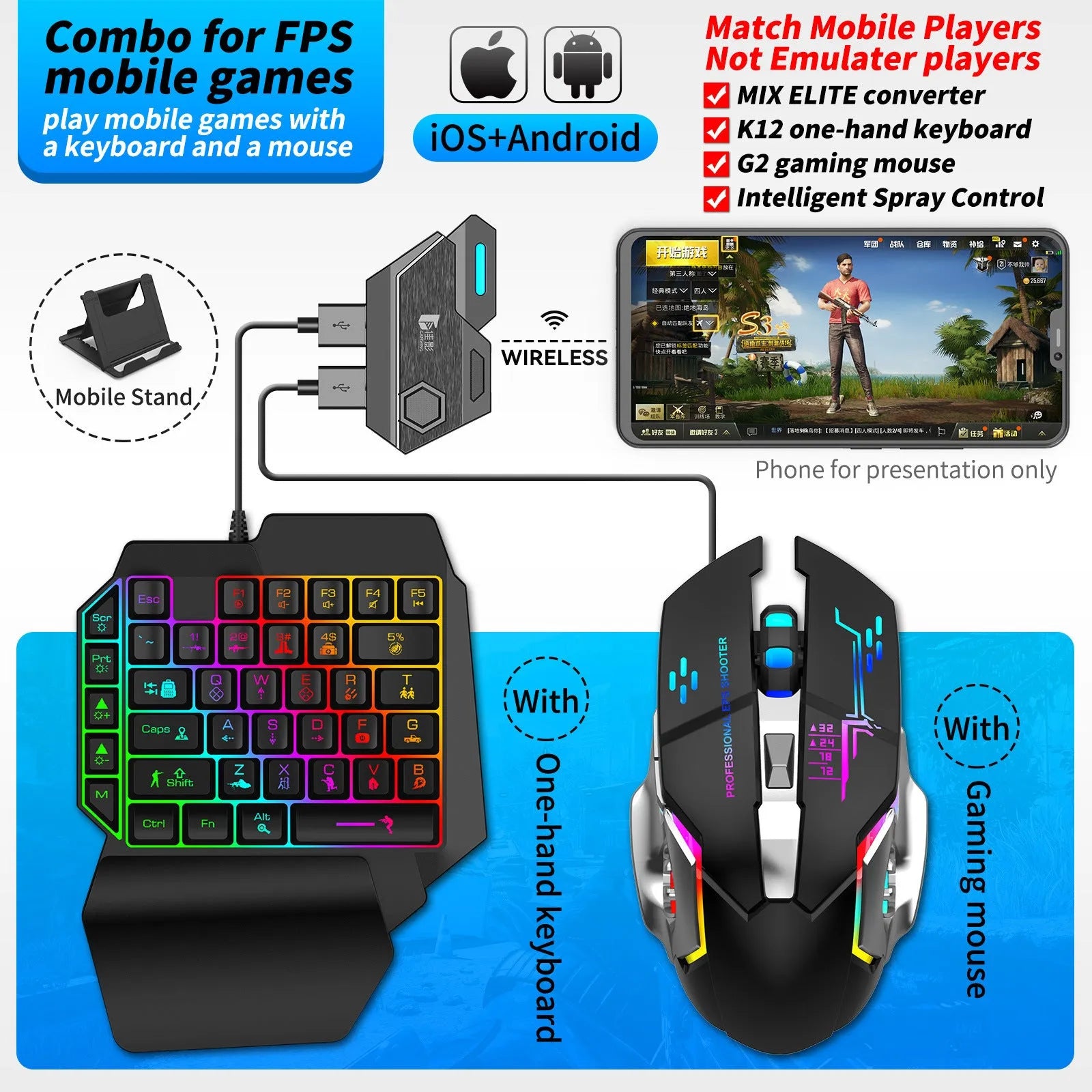 Gamwing Jiaying MIX keyboard and mouse converter with USB interface for mobile gaming